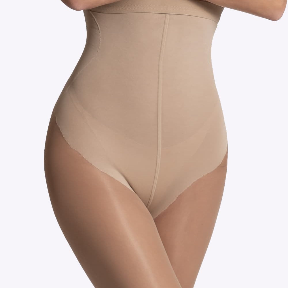 Beige correctie panty met hoge taille die je buik en taille zacht vormt voor een glad en vrouwelijk silhouet.