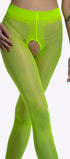 Een glanzende fluor kruisloze panty van 20 denier met open kruisje — spannend, elegant en onweerstaanbaar opvallend.