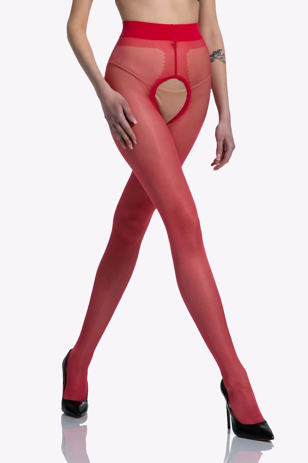 Gloss Open Kruis Panty - 20 Denier - S/M - L/XL - XXL