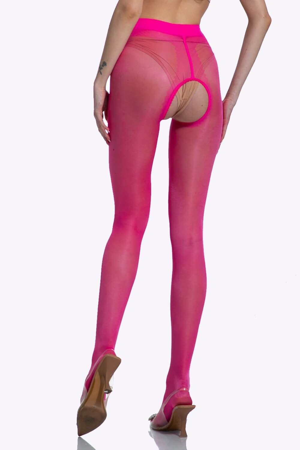 Gloss Open Kruis Panty - 20 Denier - S/M - L/XL - XXL