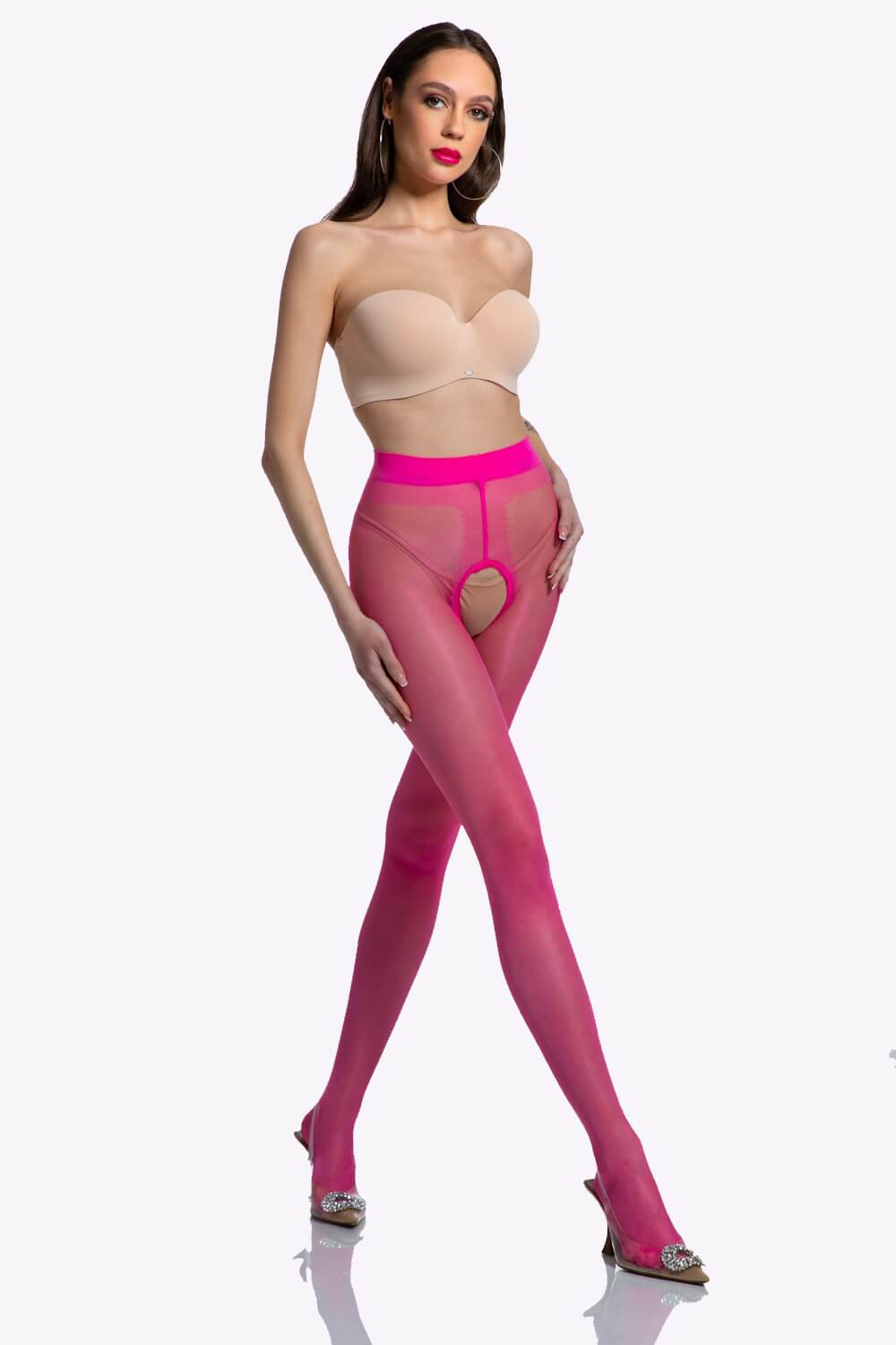 Gloss Open Kruis Panty - 20 Denier - S/M - L/XL - XXL