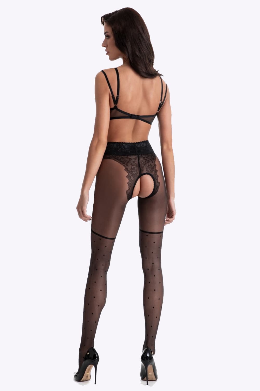 Lolita Kruisloze Panty met Dots - 30 Denier - S/M - L/XL