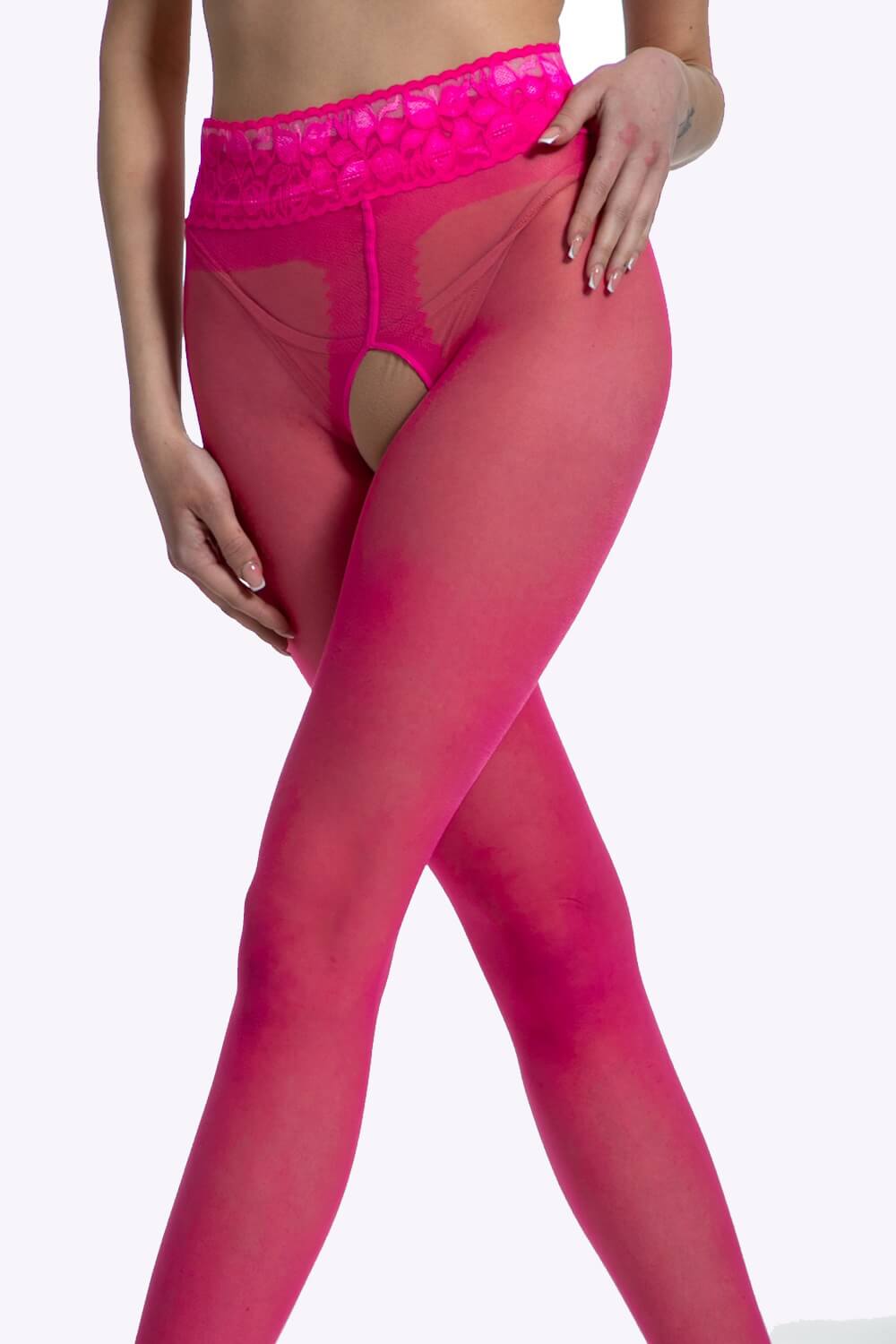 Lace Open Kruis Panty - 30 Denier - S/M - L/XL - XXL