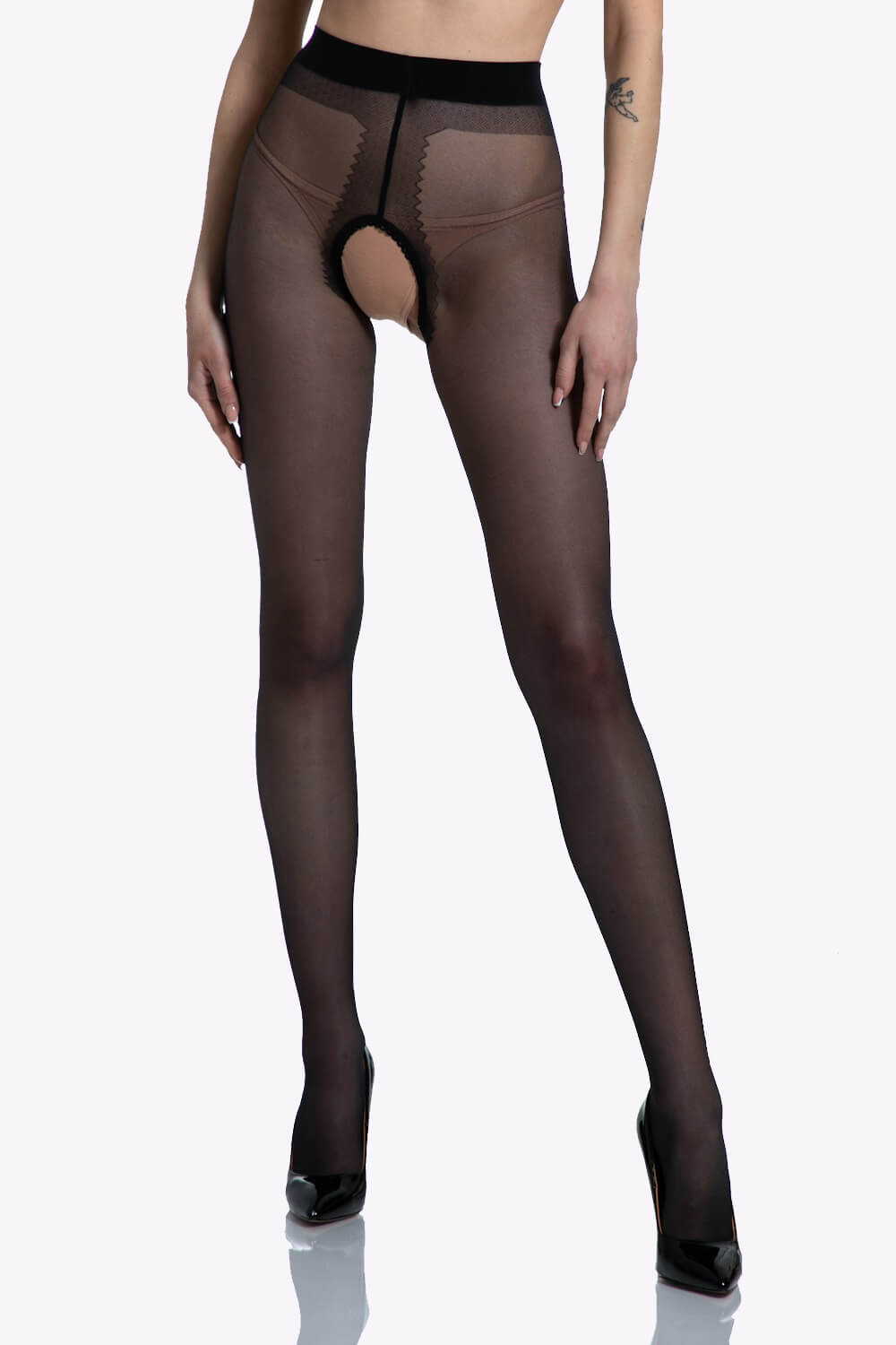 Gloss Open Kruis Panty - 20 Denier - S/M - L/XL - XXL