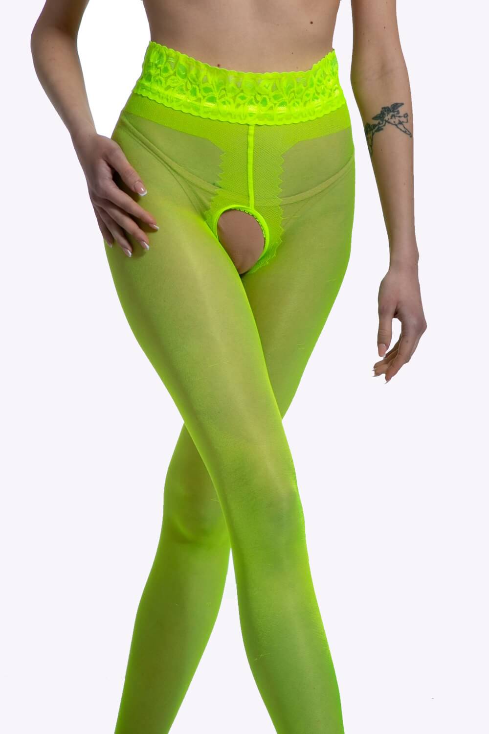 Lace Open Kruis Panty - 30 Denier - S/M - L/XL - XXL