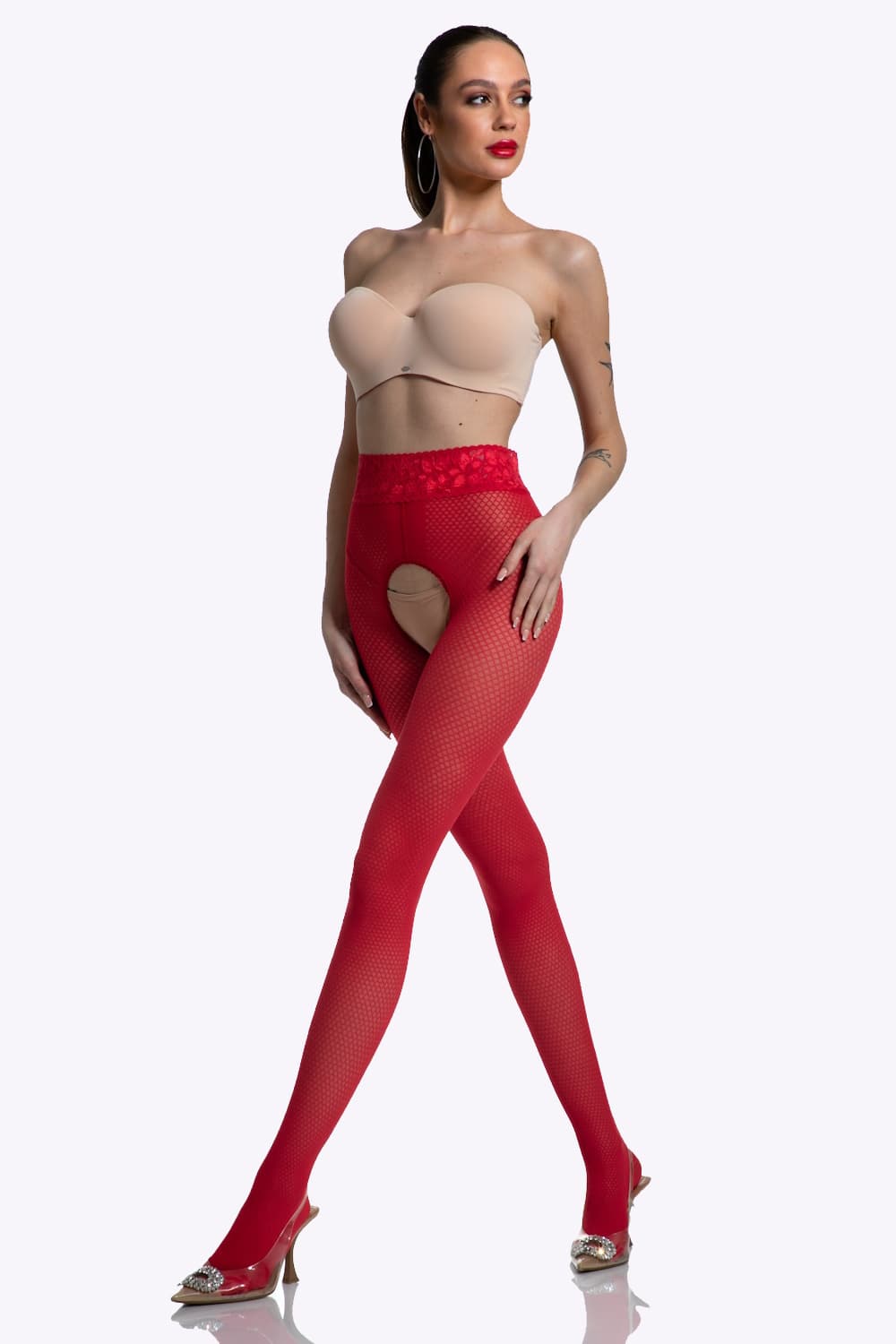 Nymph Panty met Visnetpatroon - 30 Denier - S/M - L/XL