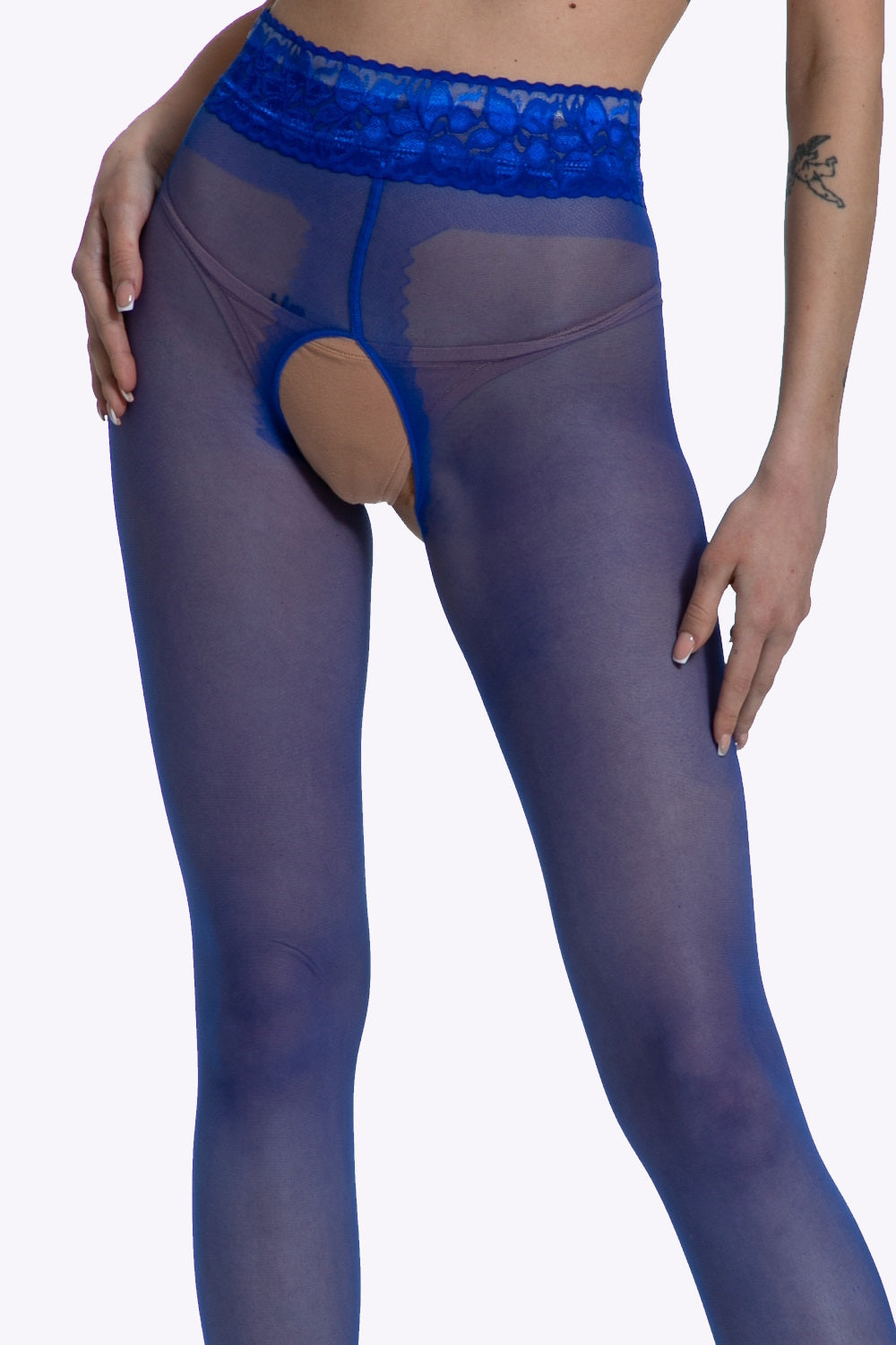 Lace Open Kruis Panty - 30 Denier - S/M - L/XL - XXL