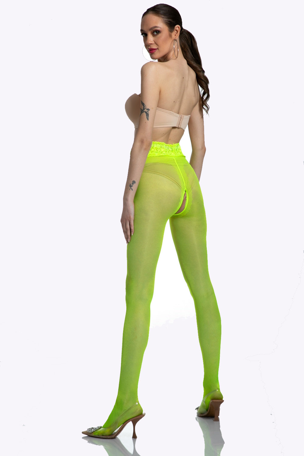 Lace Open Kruis Panty - 30 Denier - S/M - L/XL - XXL