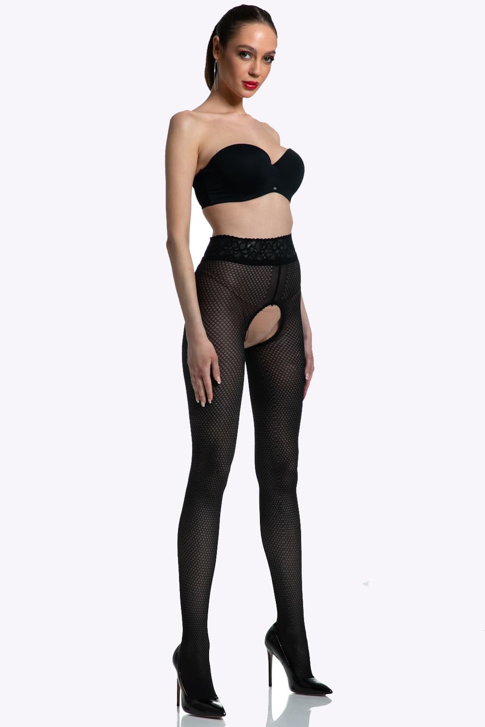 Nymph Panty met Visnetpatroon - 30 Denier - S/M - L/XL