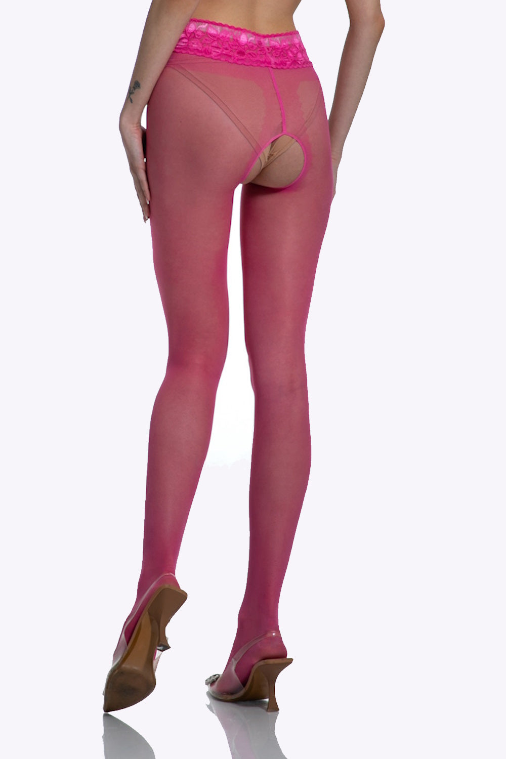 Lace Open Kruis Panty - 30 Denier - S/M - L/XL - XXL