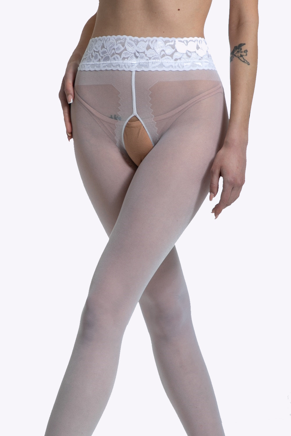 Lace Open Kruis Panty - 30 Denier - S/M - L/XL - XXL