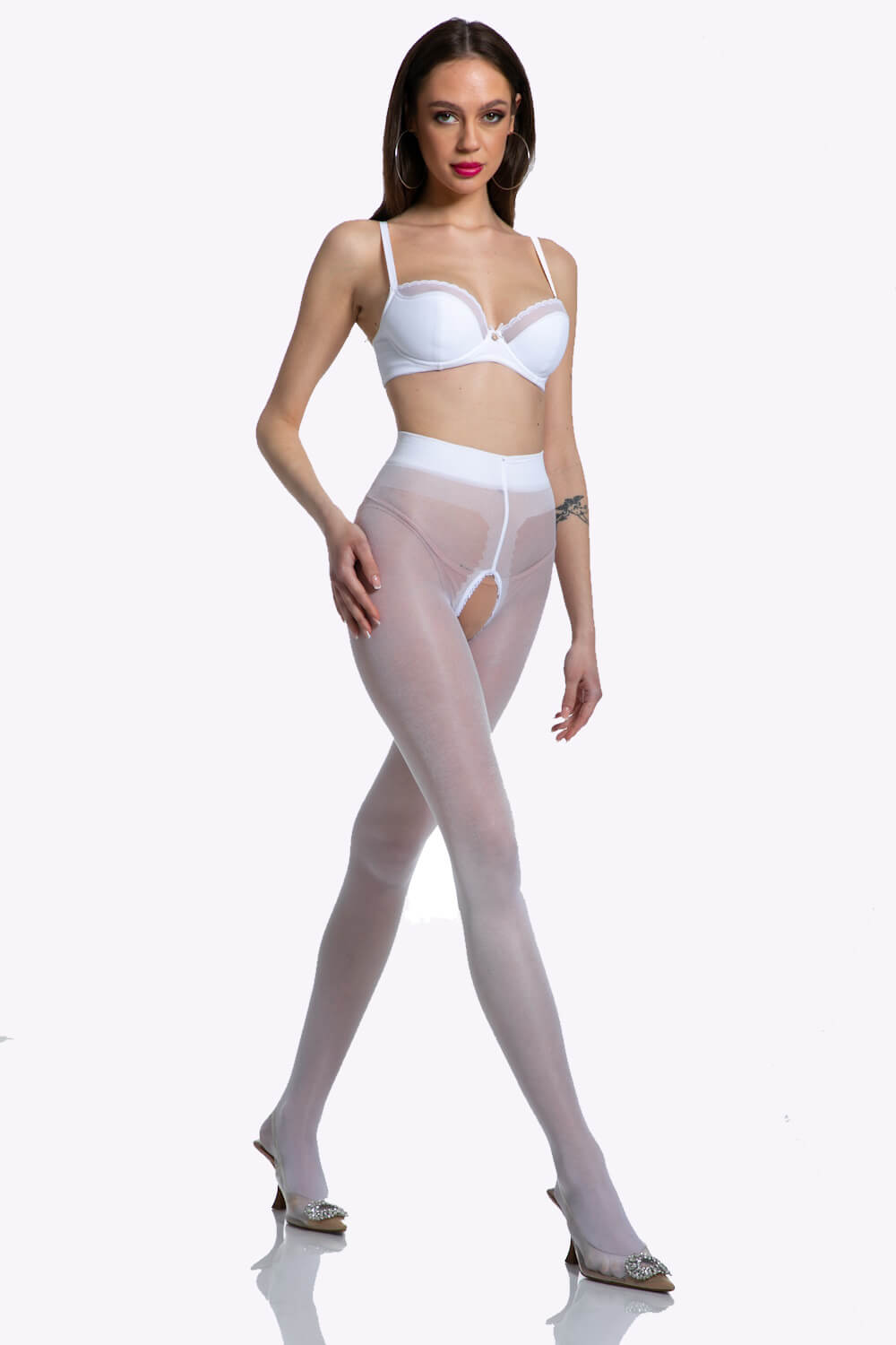 Gloss Open Kruis Panty - 20 Denier - S/M - L/XL - XXL