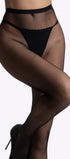 Zwarte visnetpanty met elegante netstructuur die je benen stijlvol omhult met een moderne, vrouwelijke flair.
