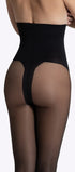 Zwarte corrigerende panty van 20 denier met hoge taille die je silhouet zacht vormt en elegant ondersteunt.