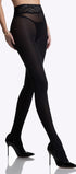 De kanten tailleband van deze zwarte panty vormt elegant om je taille, een subtiele blikvanger voor winterse dagen.