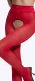 Rode kruisloze panty met 3D visnetstructuur en open kruis die jouw benen verleidelijk omlijst met een vurige flair.