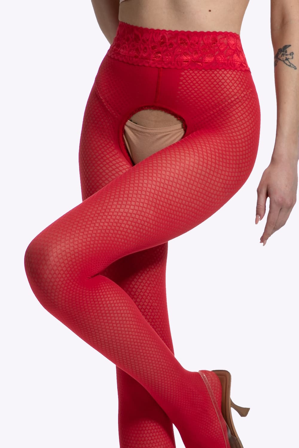 Nymph Panty met Visnetpatroon - 30 Denier - S/M - L/XL