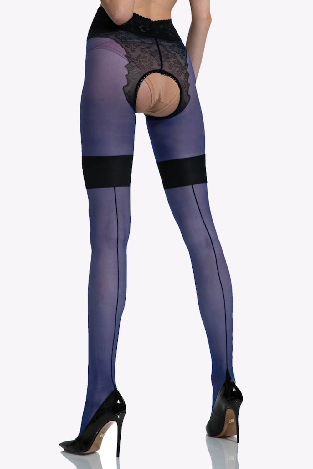Diva - 30 Denier - Crotchless Seam Pantyhose